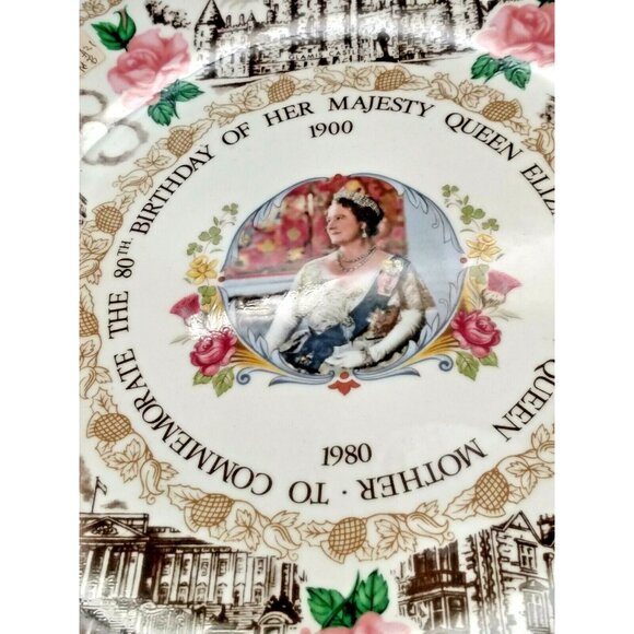 Coalport  1980 Plate to Commemorate The Queen Mother's 80th Birthday - Picture 7 of 11
